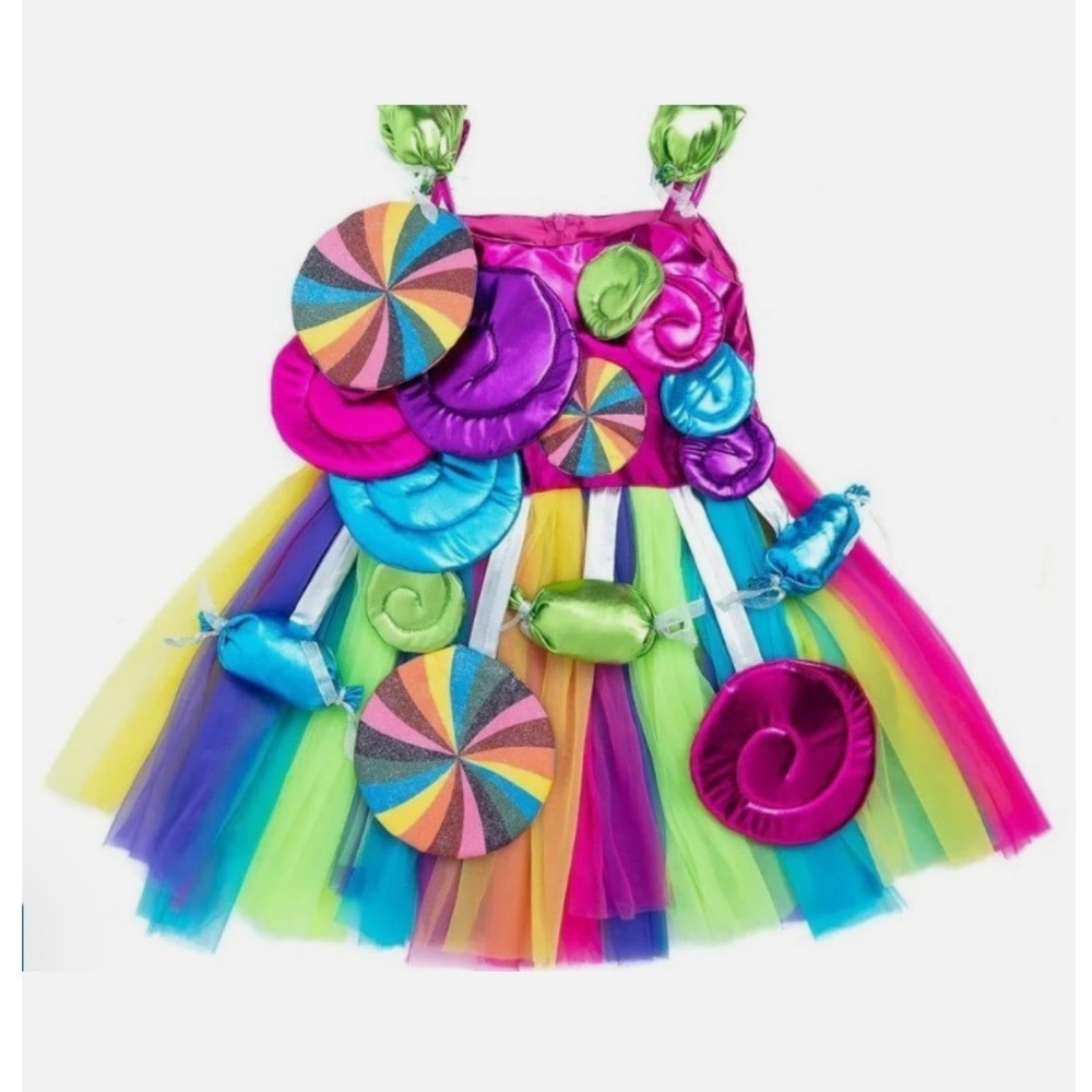 Girls Chasing Fireflies Candy Land Lollipop Tutu Halloween Costume Dress  Sz 7/8